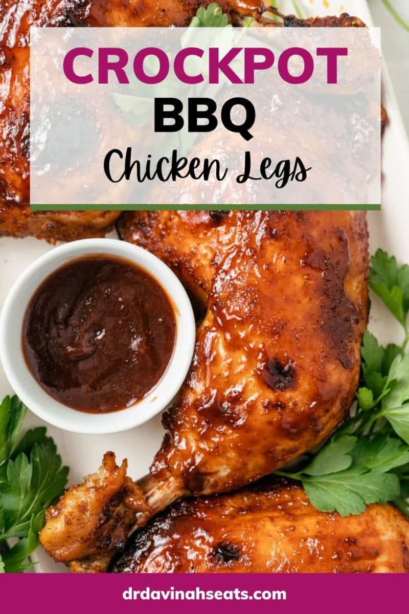 pinterest image of Tender and juicy Crockpot BBQ Chicken Legs
