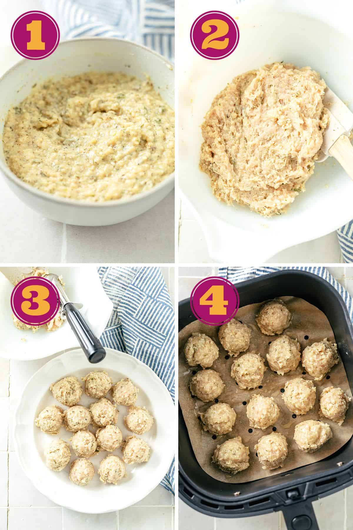 4 steps to make Ground Chicken Meatballs