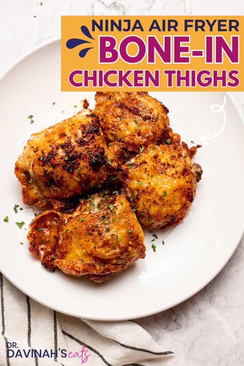air fryer chicken thighs bone-in with fresh parsley on top