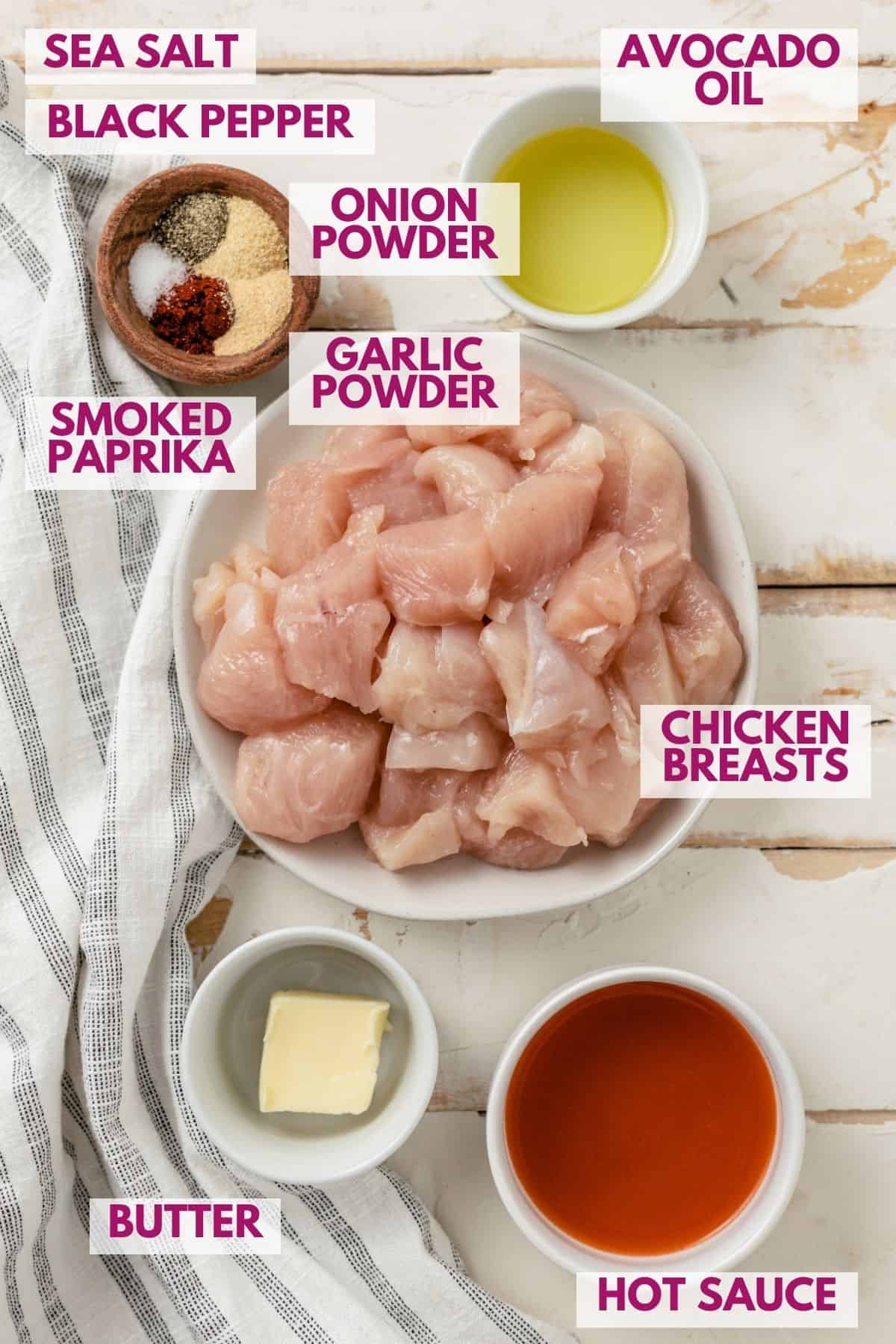 ingredients to make air fryer buffalo chicken bites