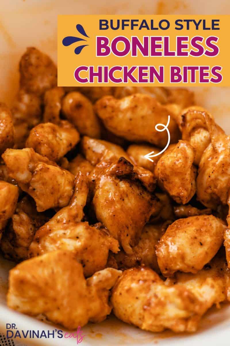 spicy air fryer buffalo chicken bites in a bowl