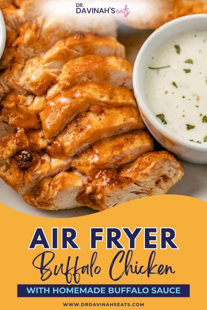 juicy air fryer buffalo chicken breasts with creamy blue cheese