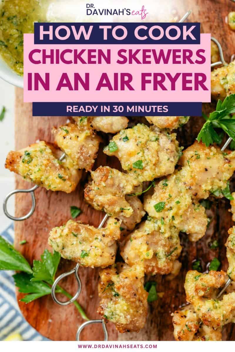 air fryer chicken skewers with garlic parmesan dipping sauce