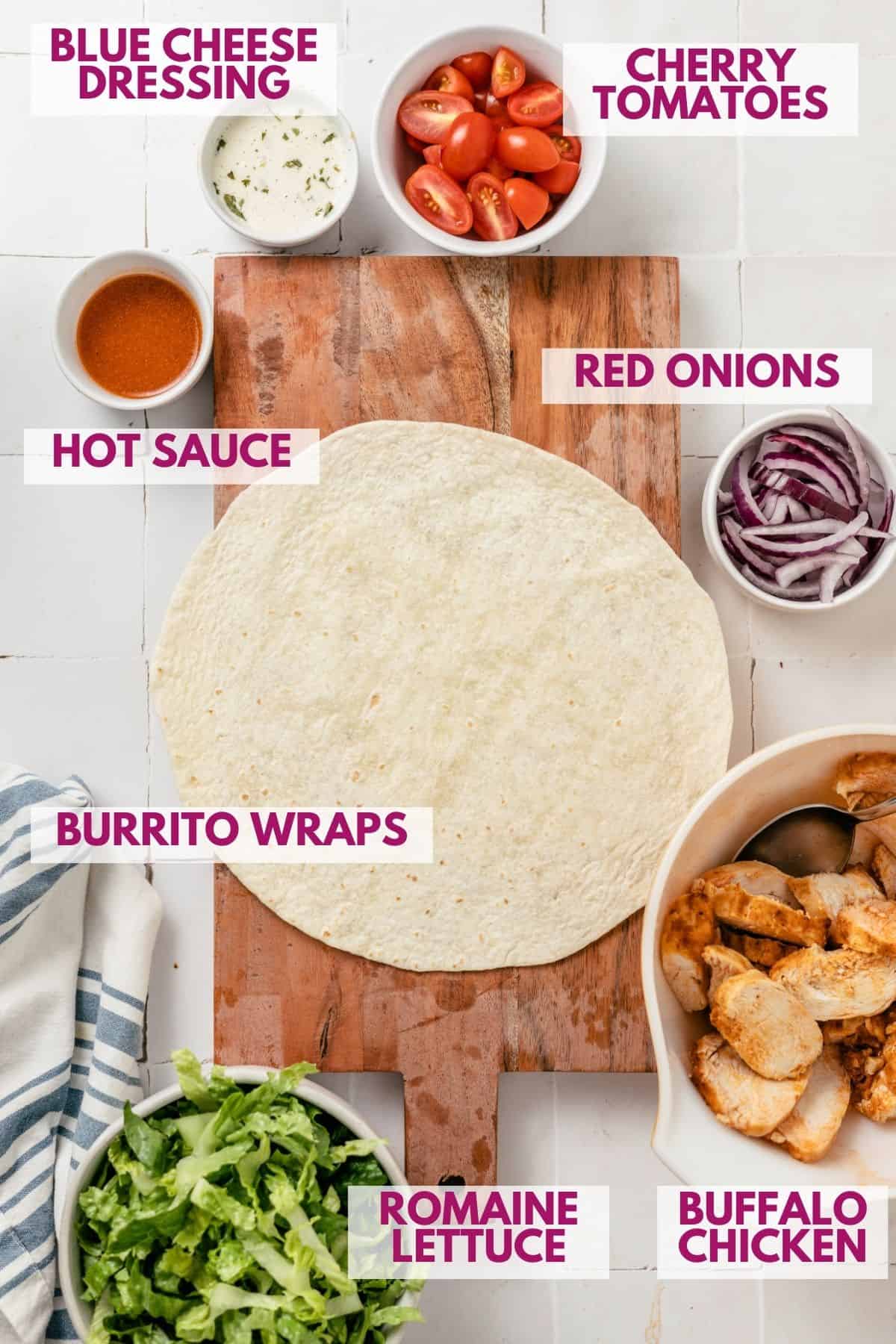 ingredients for buffalo chicken wrap