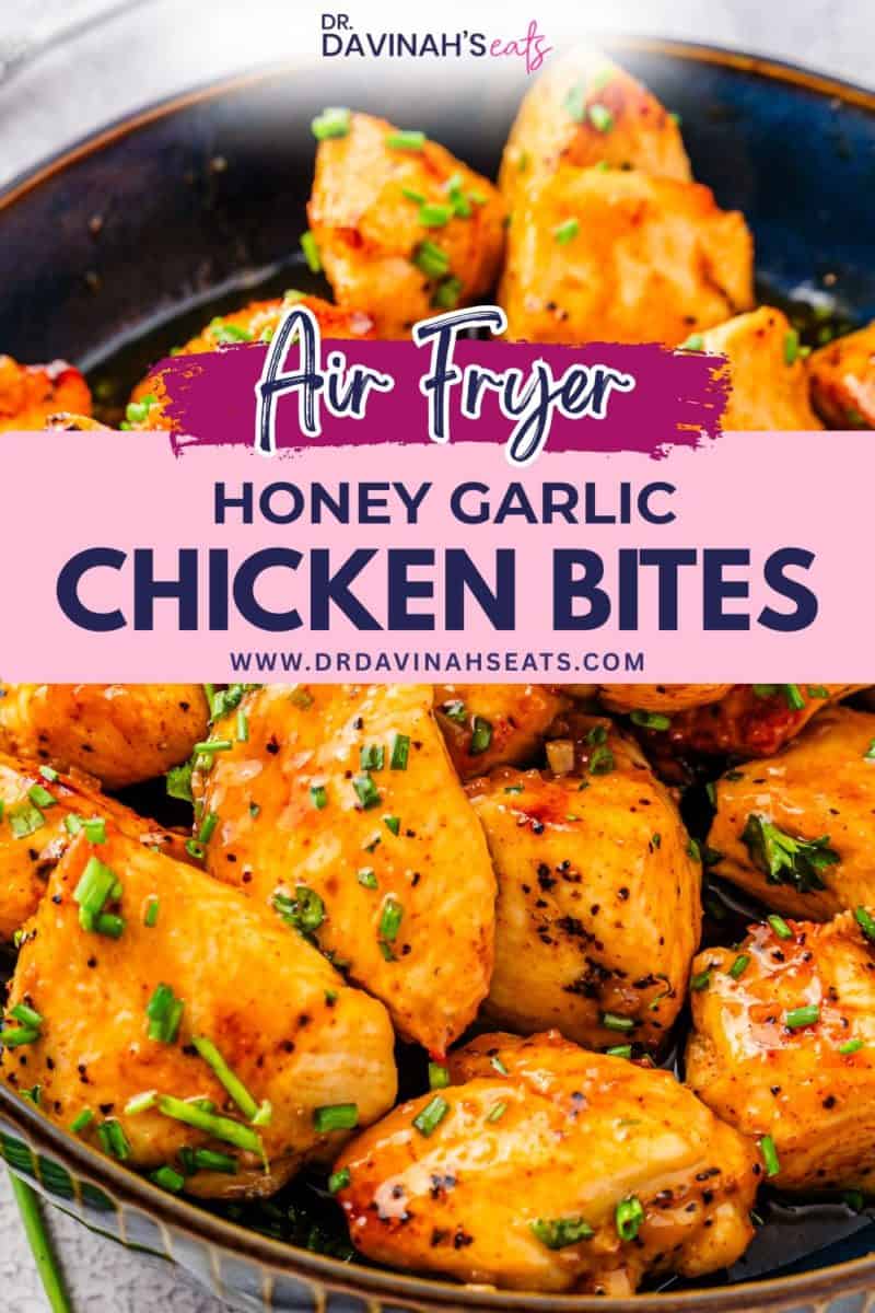 buttery honey garlic chicken bites with lightly caramelized edges served in a bowl