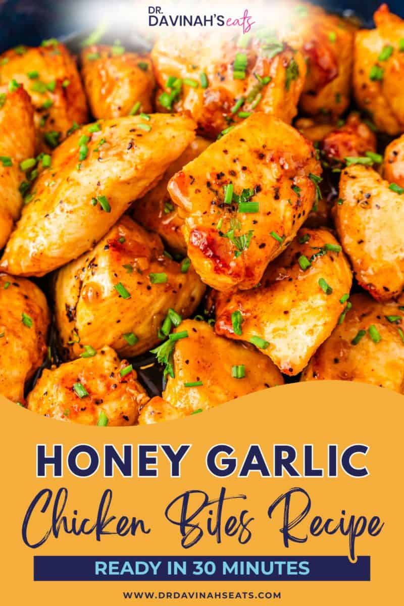 tender honey garlic chicken bites with sweet and savory sauce
