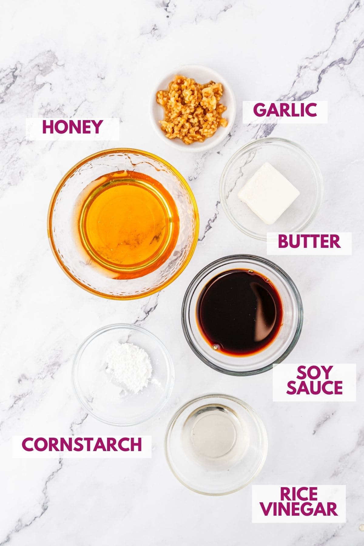 ingredients to make honey garlic sauce for salmon bites