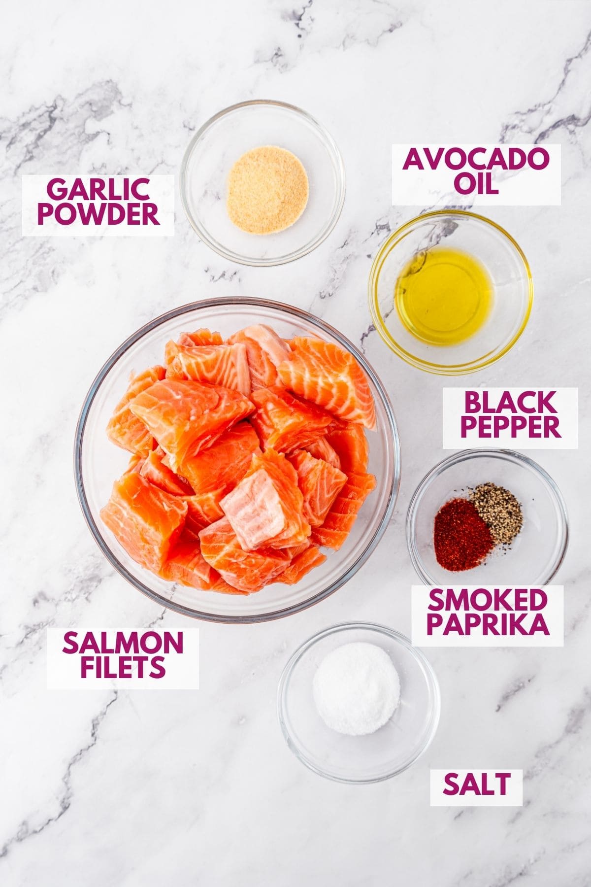 ingredients to make honey garlic salmon bites