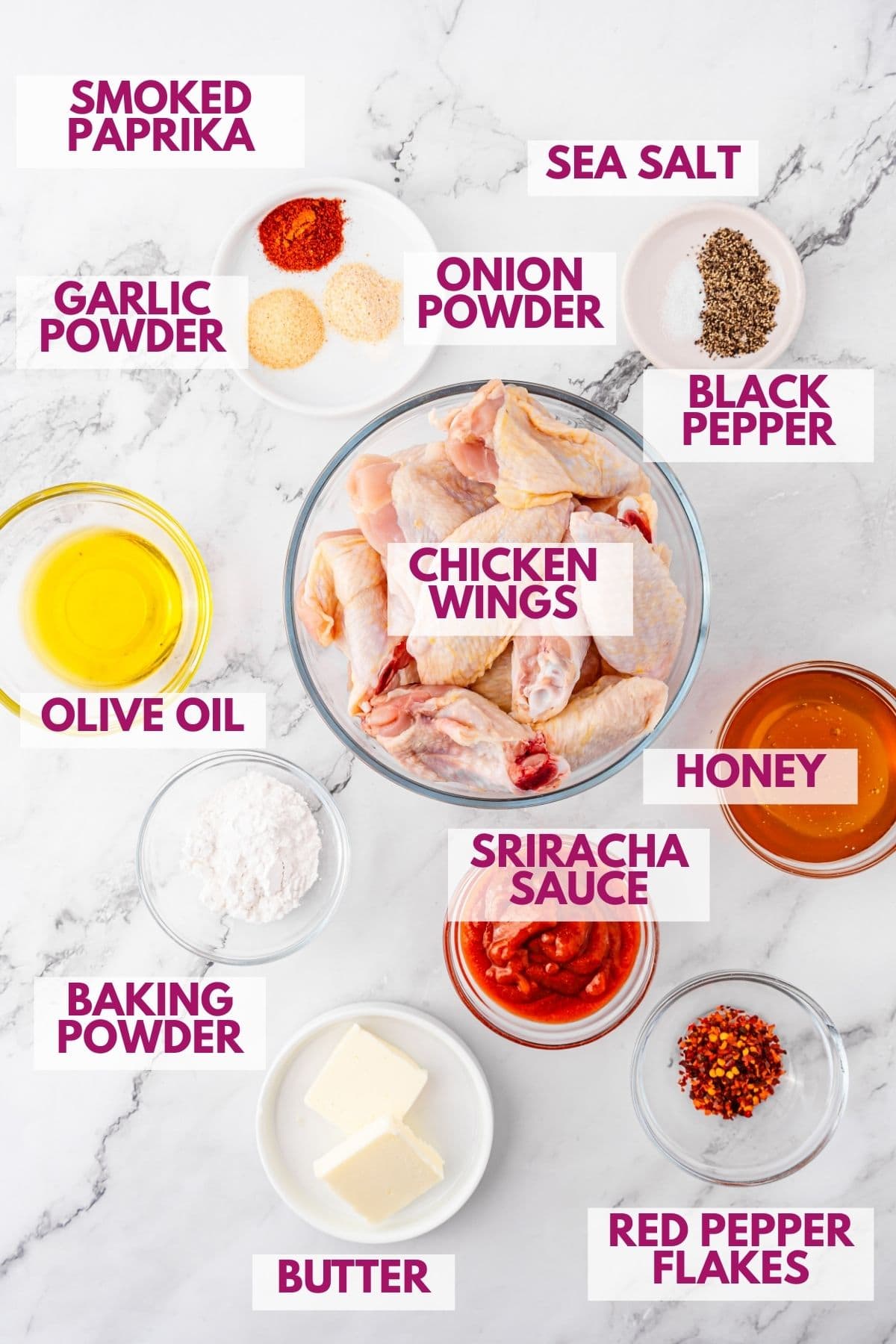 ingredients to make Hot honey chicken wings