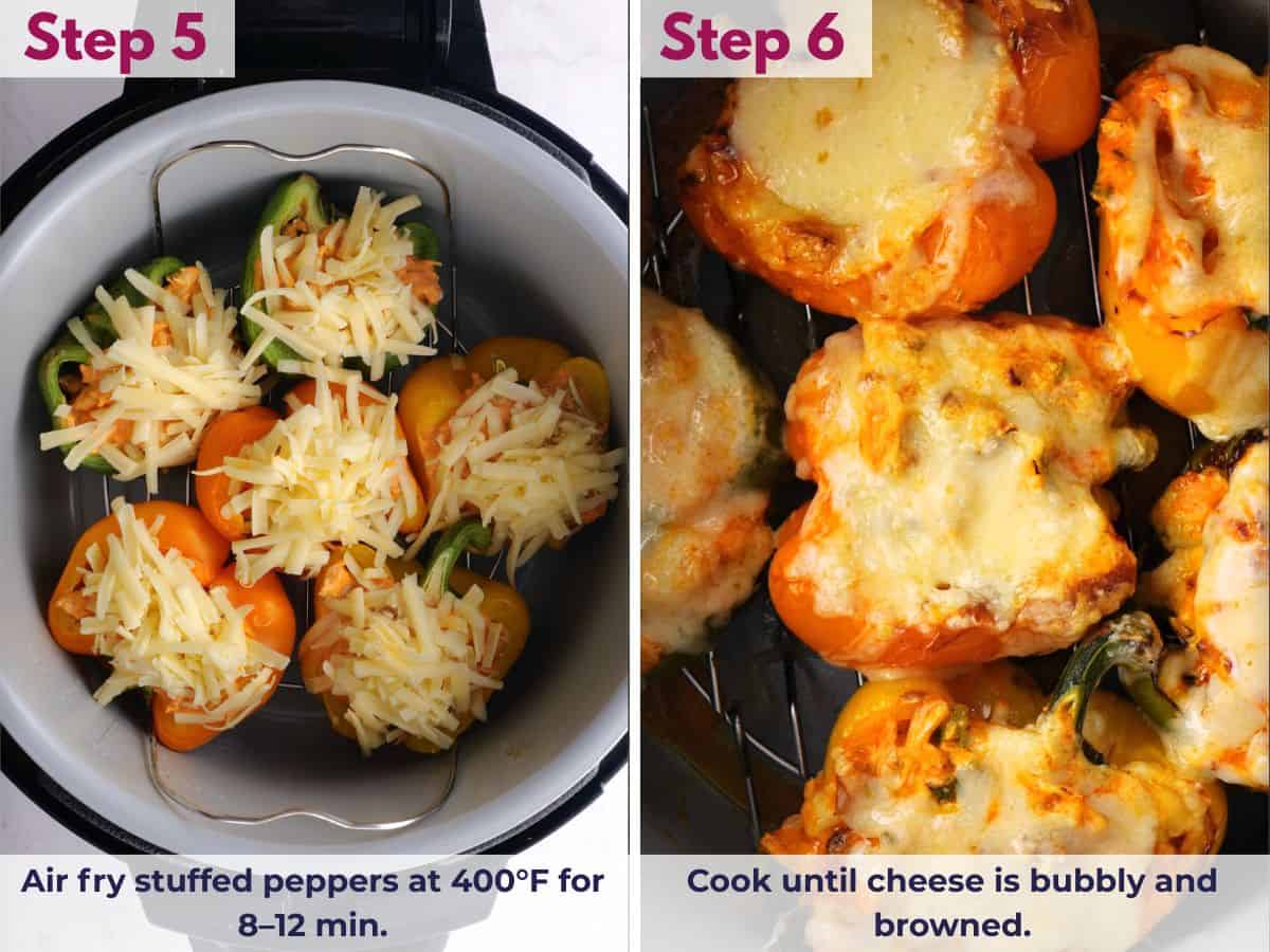 buffalo chicken stuffed peppers cooked in the air fryer