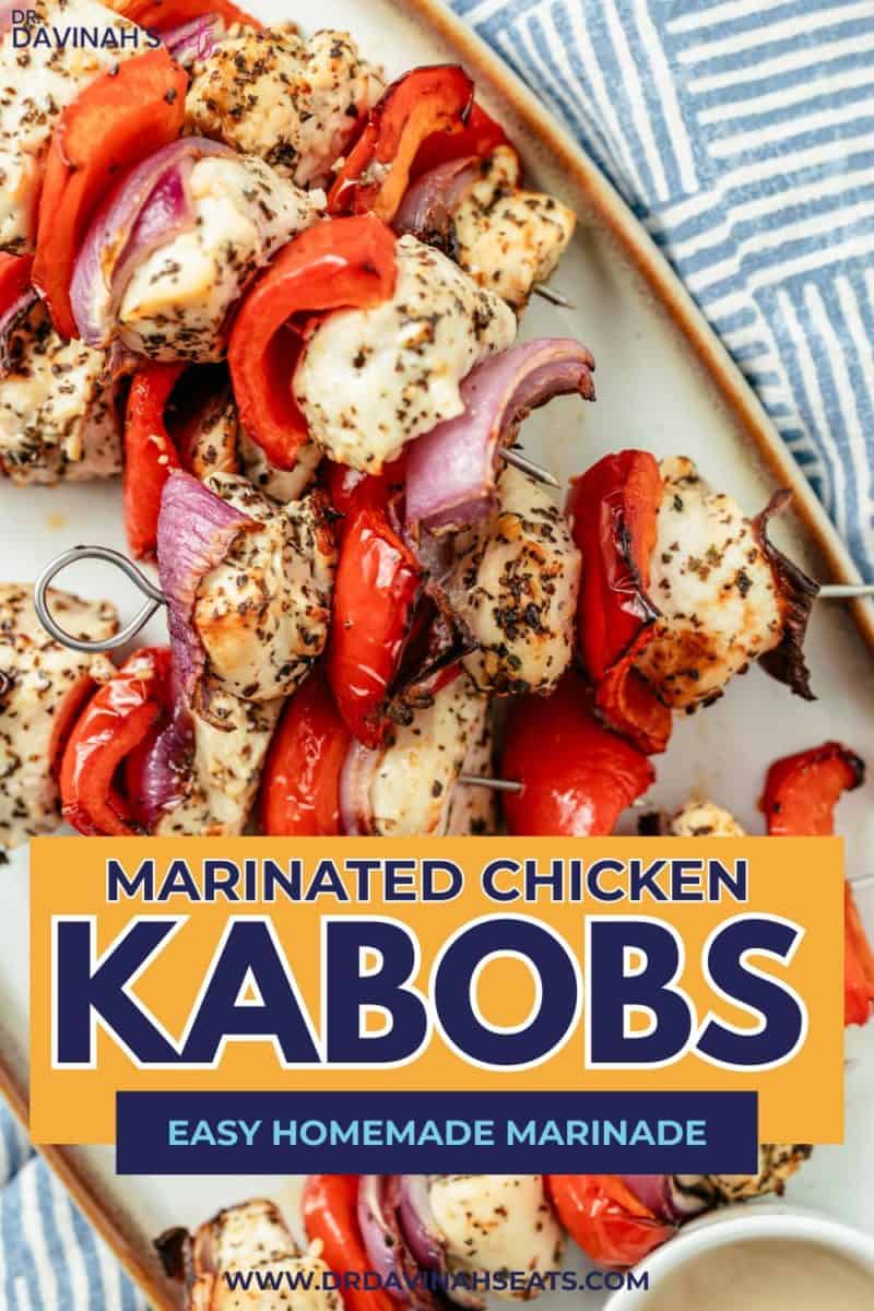 marinated chicken kabobs served with dipping sauce