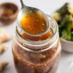 Homemade sugar-free teriyaki sauce in a glass jar