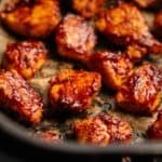 BBQ chicken bites cooked until caramelized in the air fryer