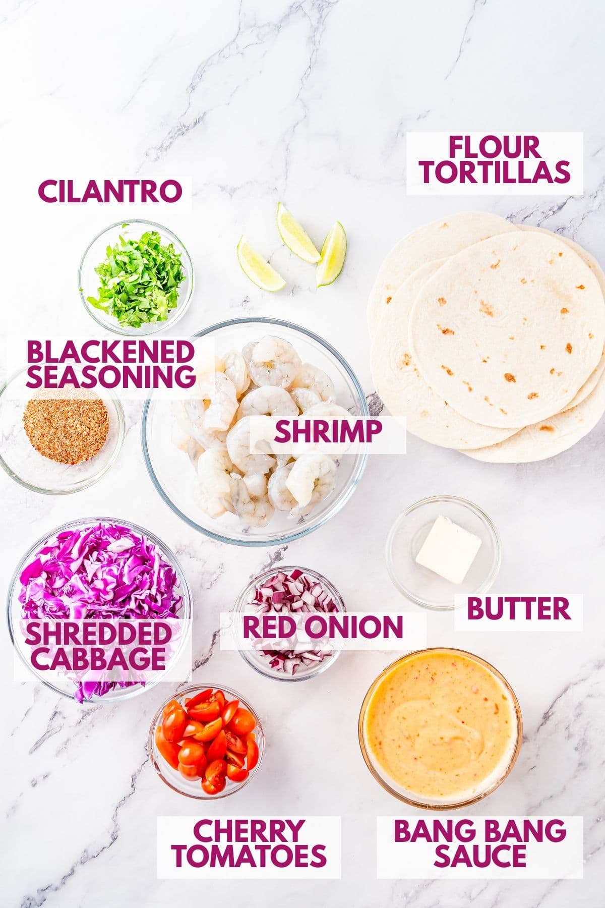 ingredients to make Homemade blackened shrimp tacos