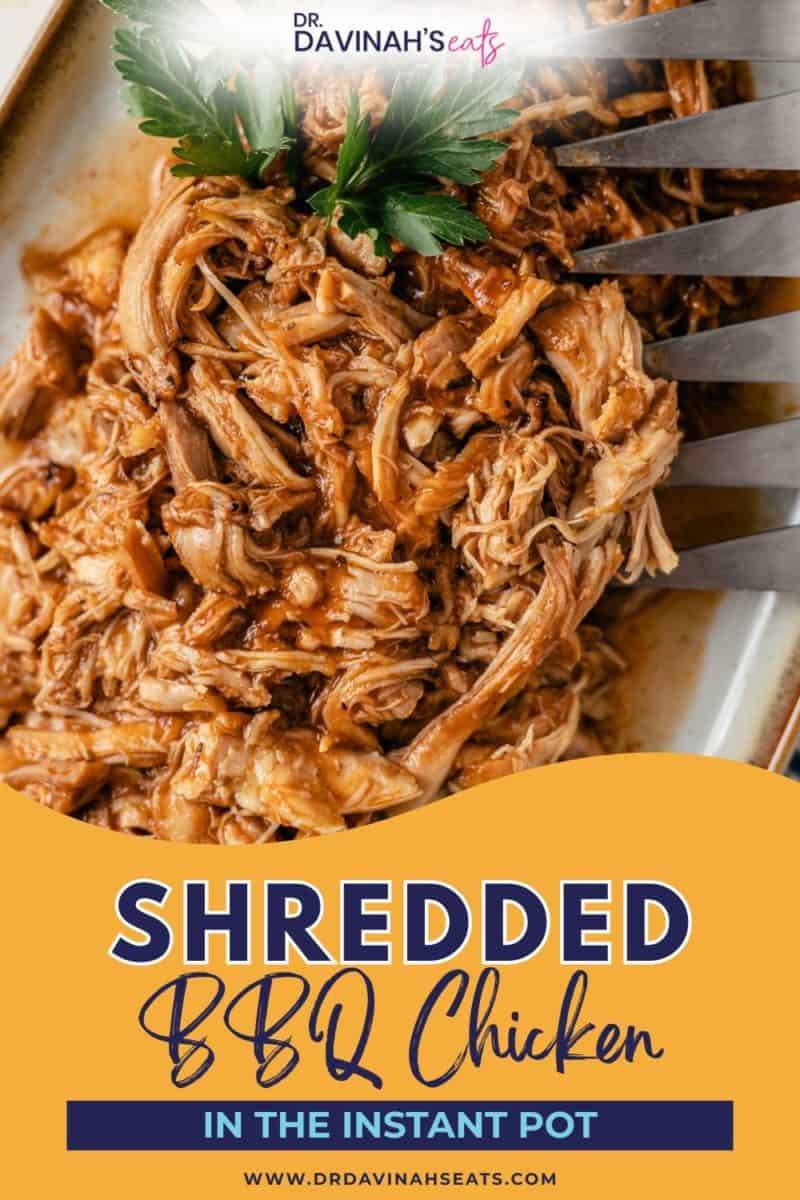 Instant Pot BBQ chicken served hot with a tangy dipping sauce on the side