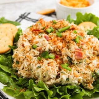 Homemade jalape&ntilde;o chicken salad with cream cheese, mayo, bacon, and cheddar