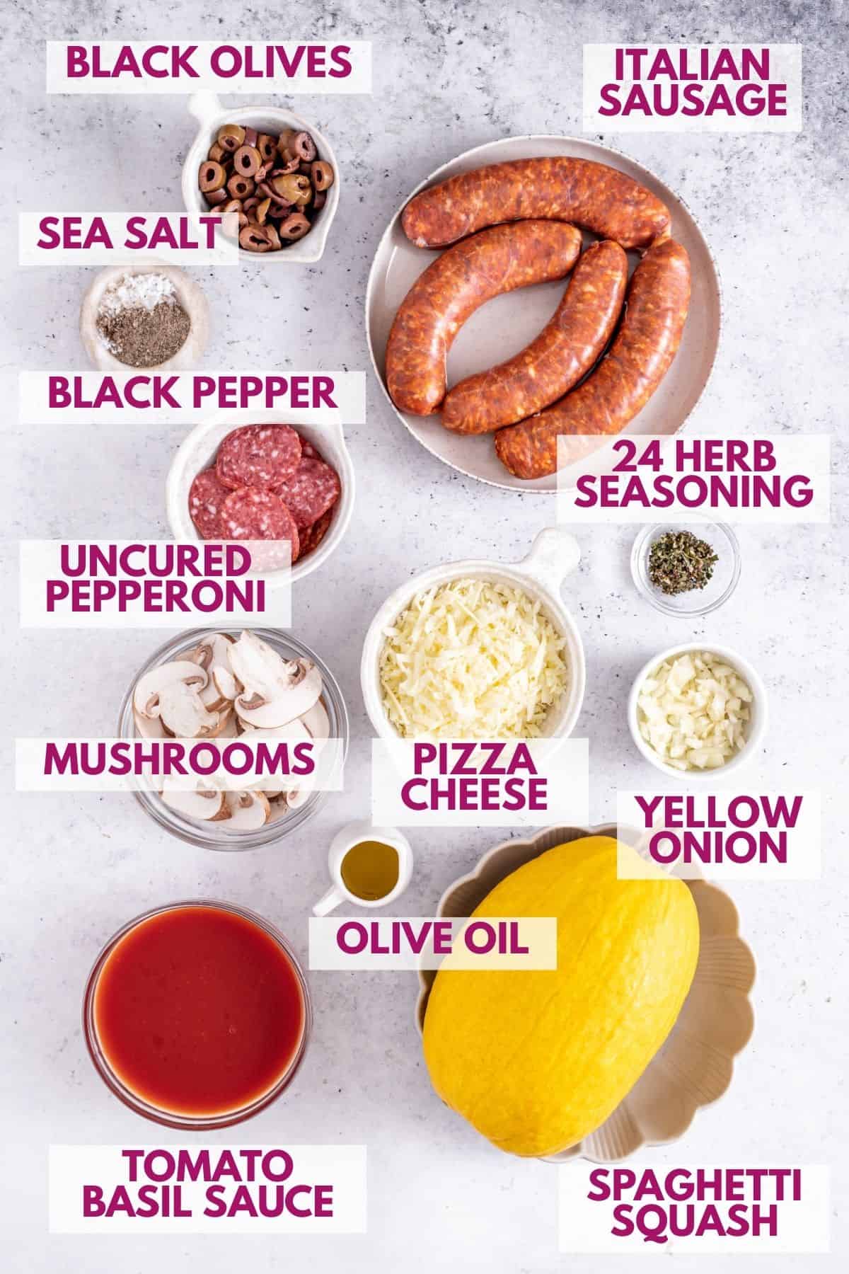ingredients to make pizza spaghetti squash