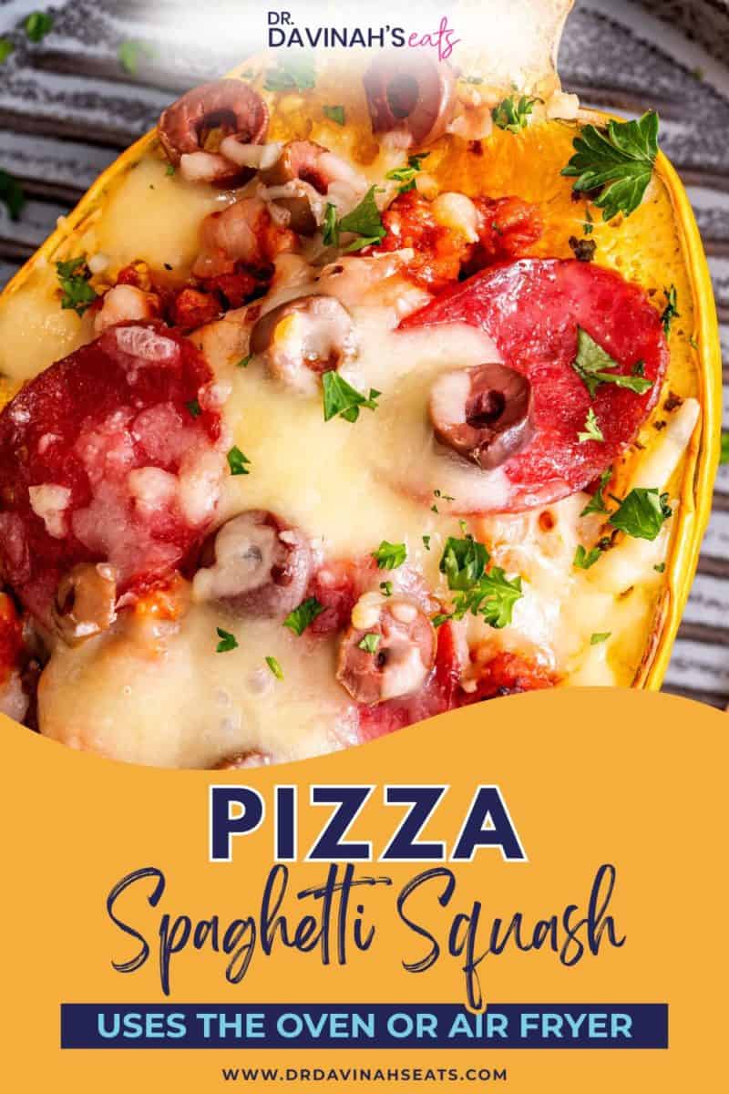 Spaghetti squash boats loaded with Italian sausage, tomato sauce, and melted mozzarella