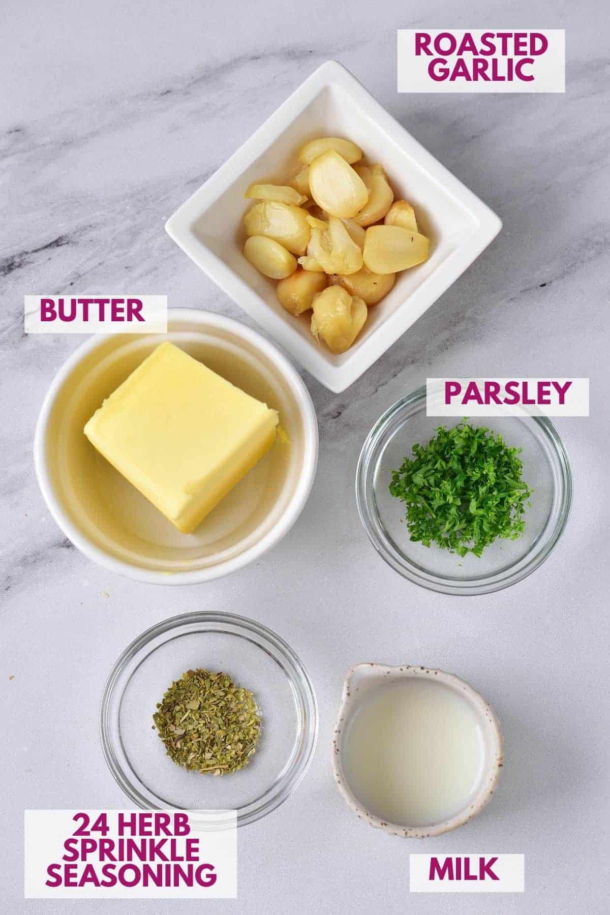 ingredients to make roasted garlic butter