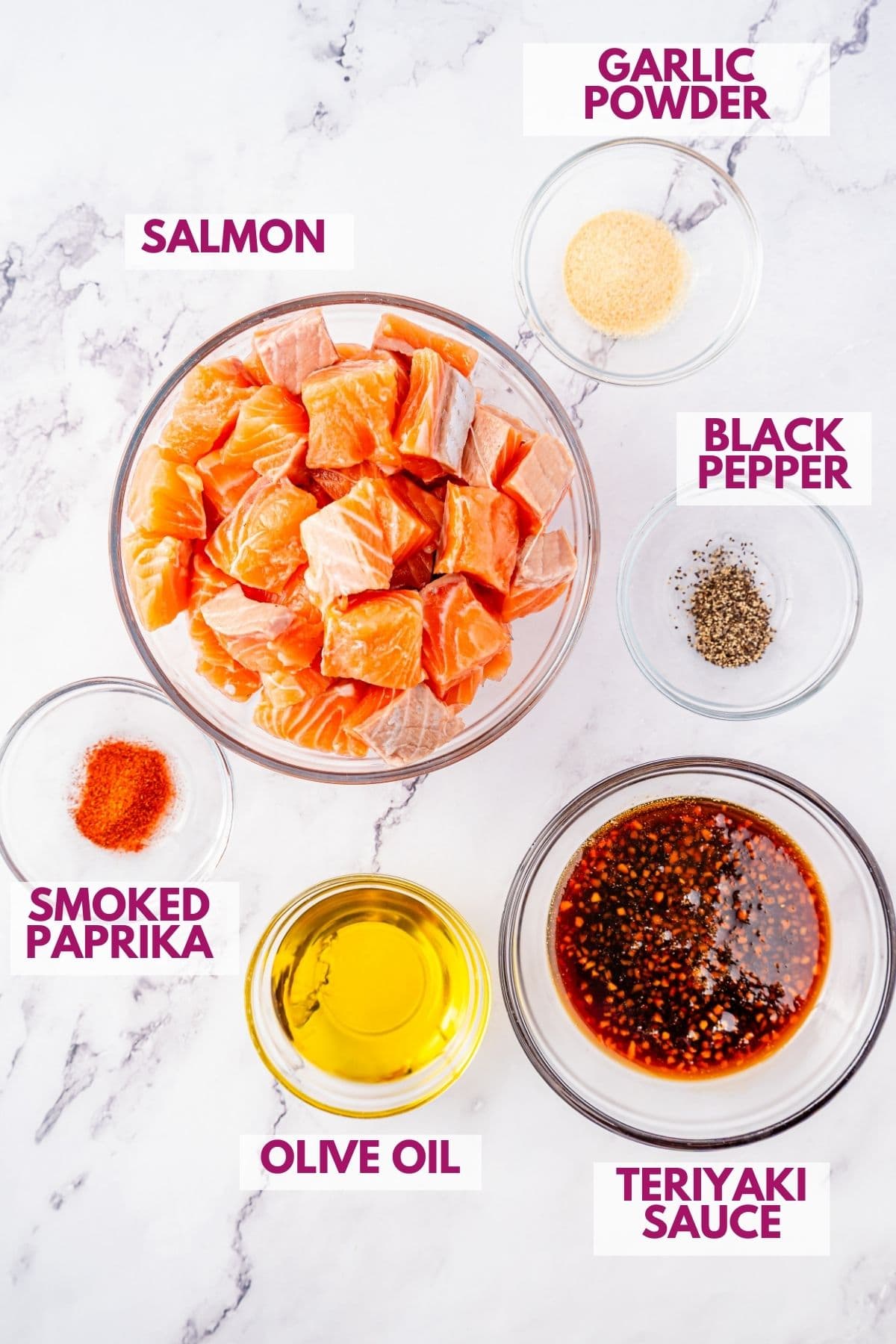 ingredients to make Teriyaki salmon bites