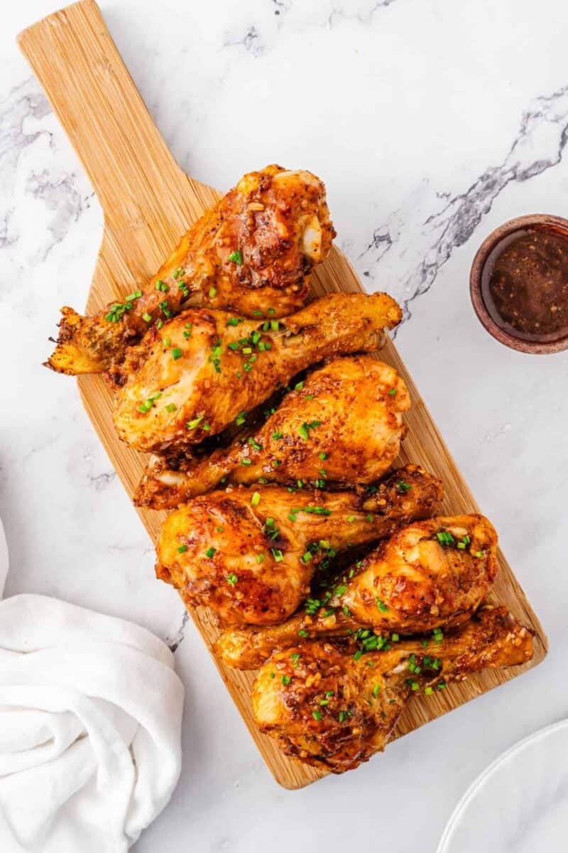 Sweet and savory honey garlic chicken drumsticks served fresh and hot