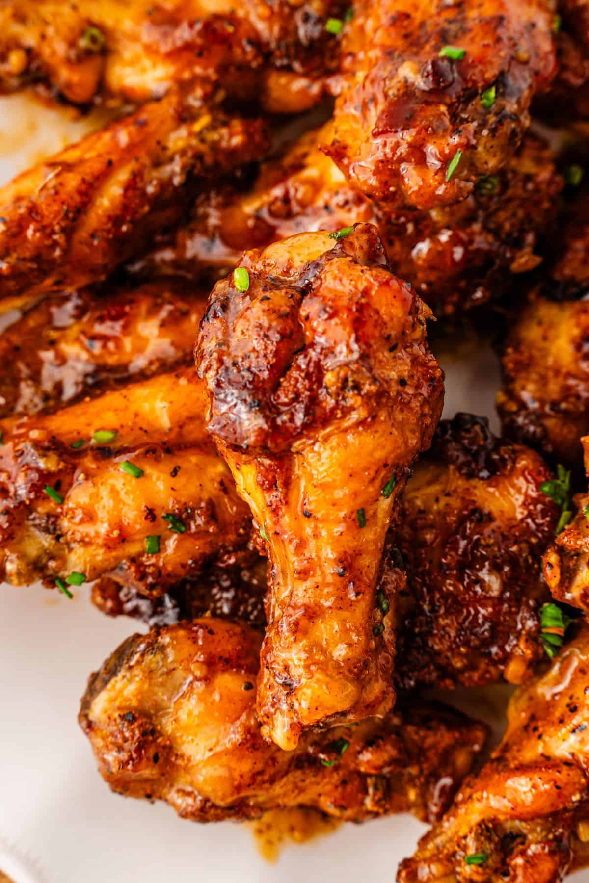 Sweet and savory honey garlic chicken wings with caramelized glaze