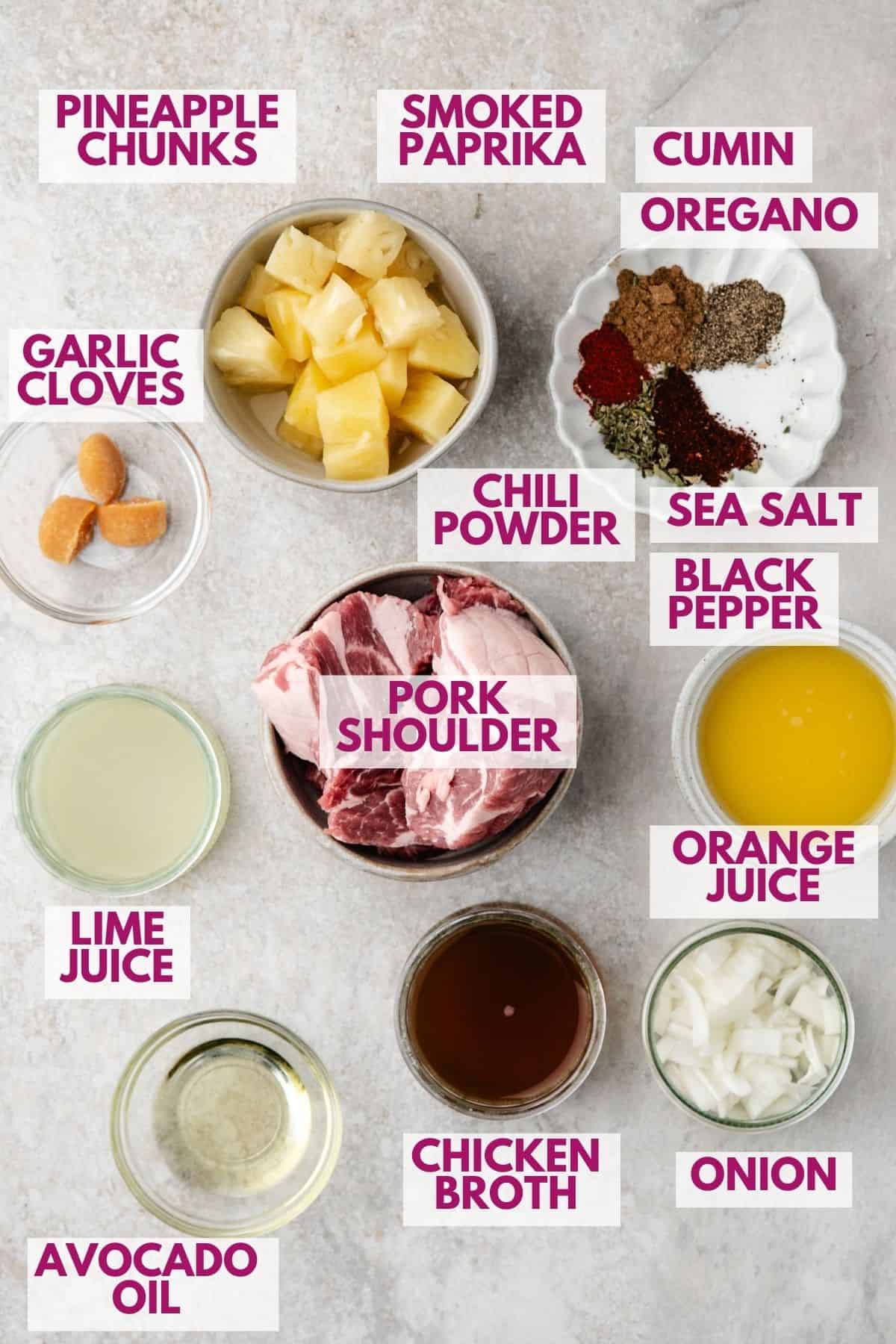 ingredients to make pork carnitas