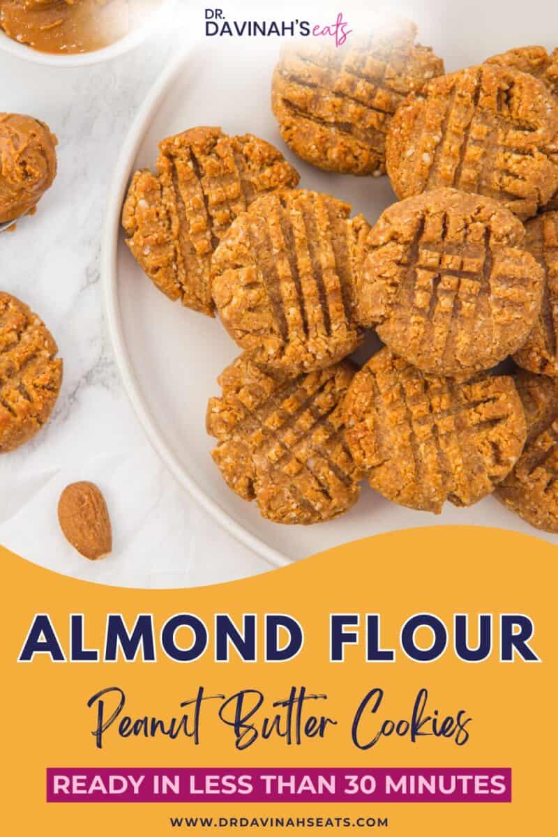 Homemade peanut butter cookies made with almond flour