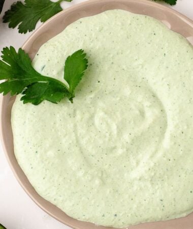 creamy avocado sauce with fresh cilantro and lime, ready for tacos