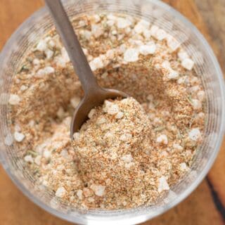 Homemade burger seasoning made with garlic, onion, smoked paprika, and black pepper.