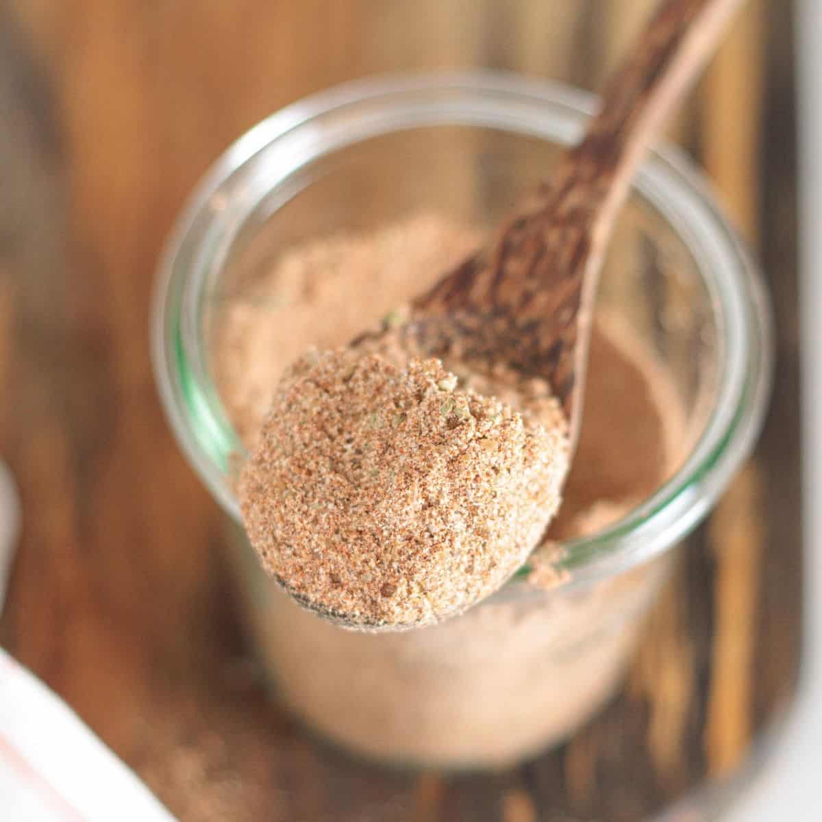 Flavorful chicken taco seasoning blend ready to season ground or shredded chicken