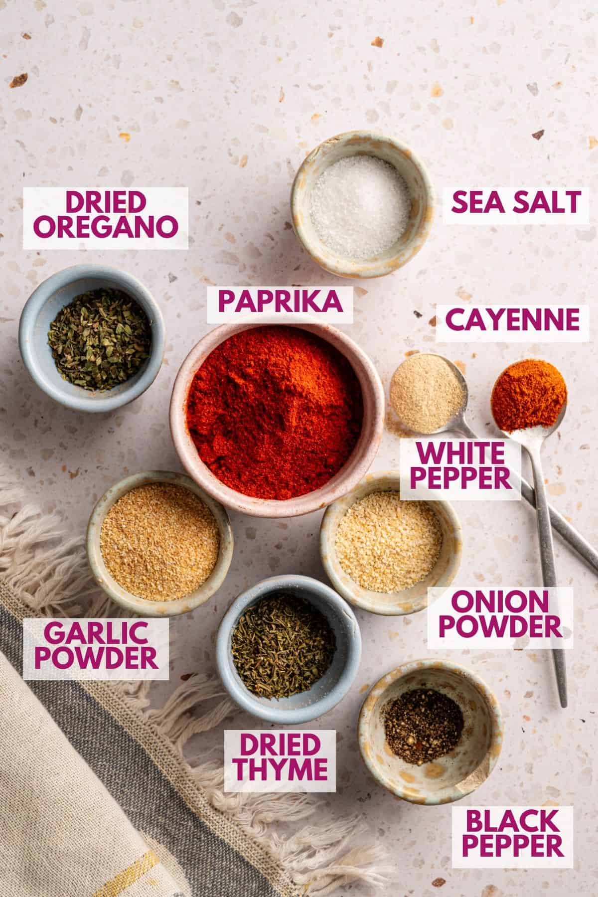 fresh ingredients to make creole seasoning