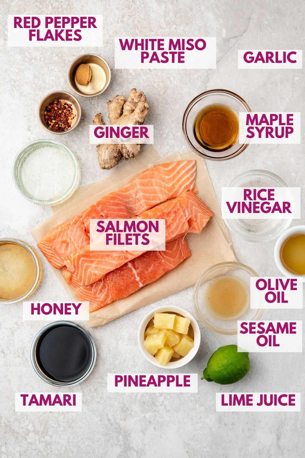 ingredients to make miso salmon recipe