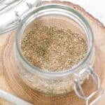 All-purpose poultry seasoning displayed in a clear container