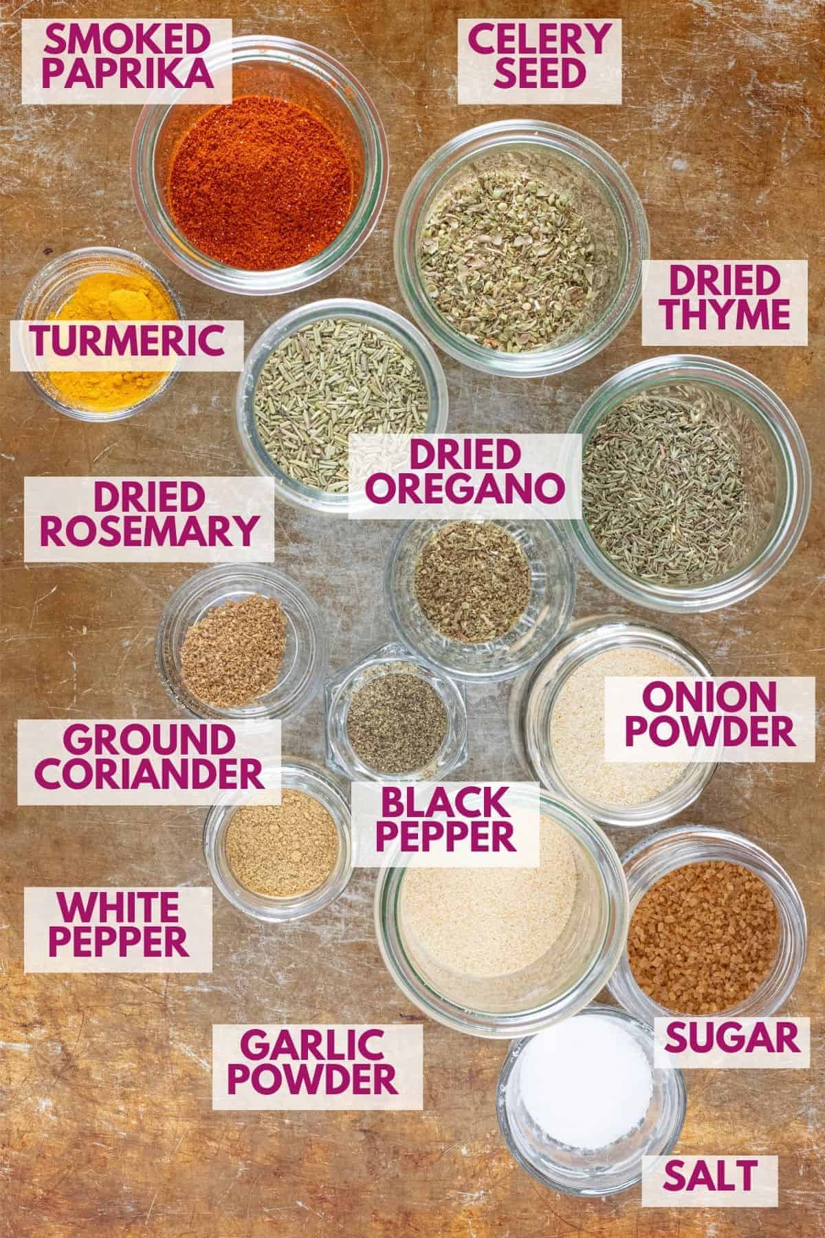 ingredients to make rotisserie chicken seasoning