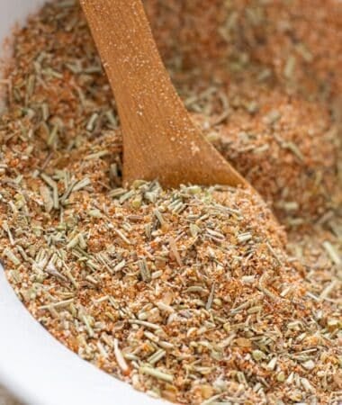 Bowl of rotisserie chicken seasoning spice mix for roasted chicken
