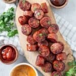 Air fried smoked sausage served for simple weeknight meal