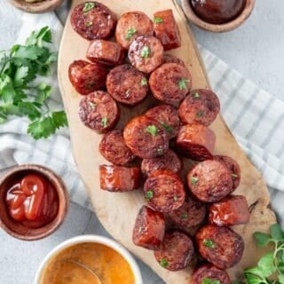 Air fried smoked sausage served for simple weeknight meal