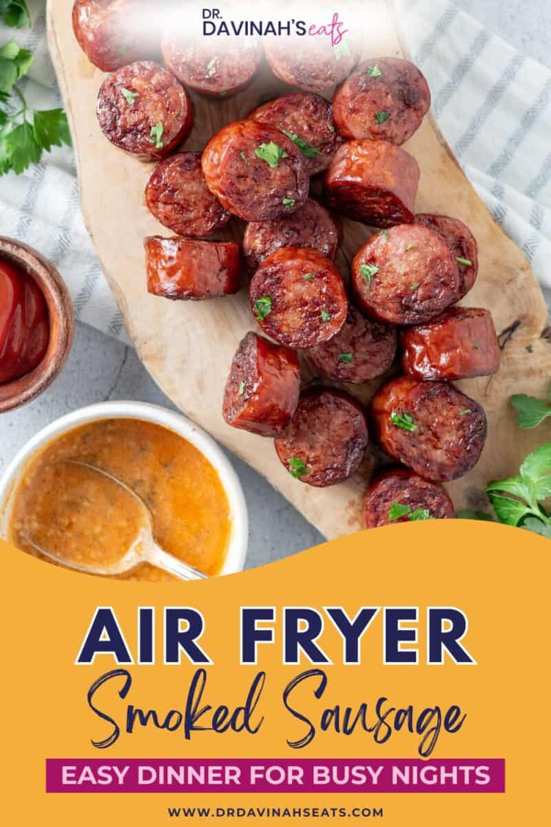 Air fryer smoked sausage with golden crisp exterior