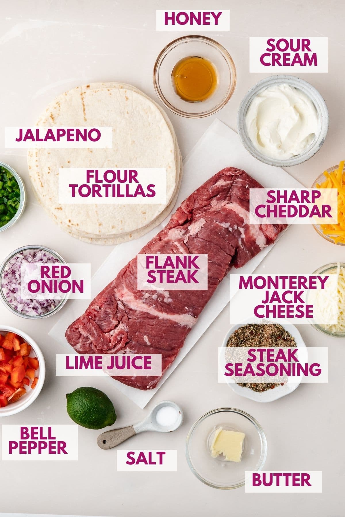ingredients to make steak quesadilla