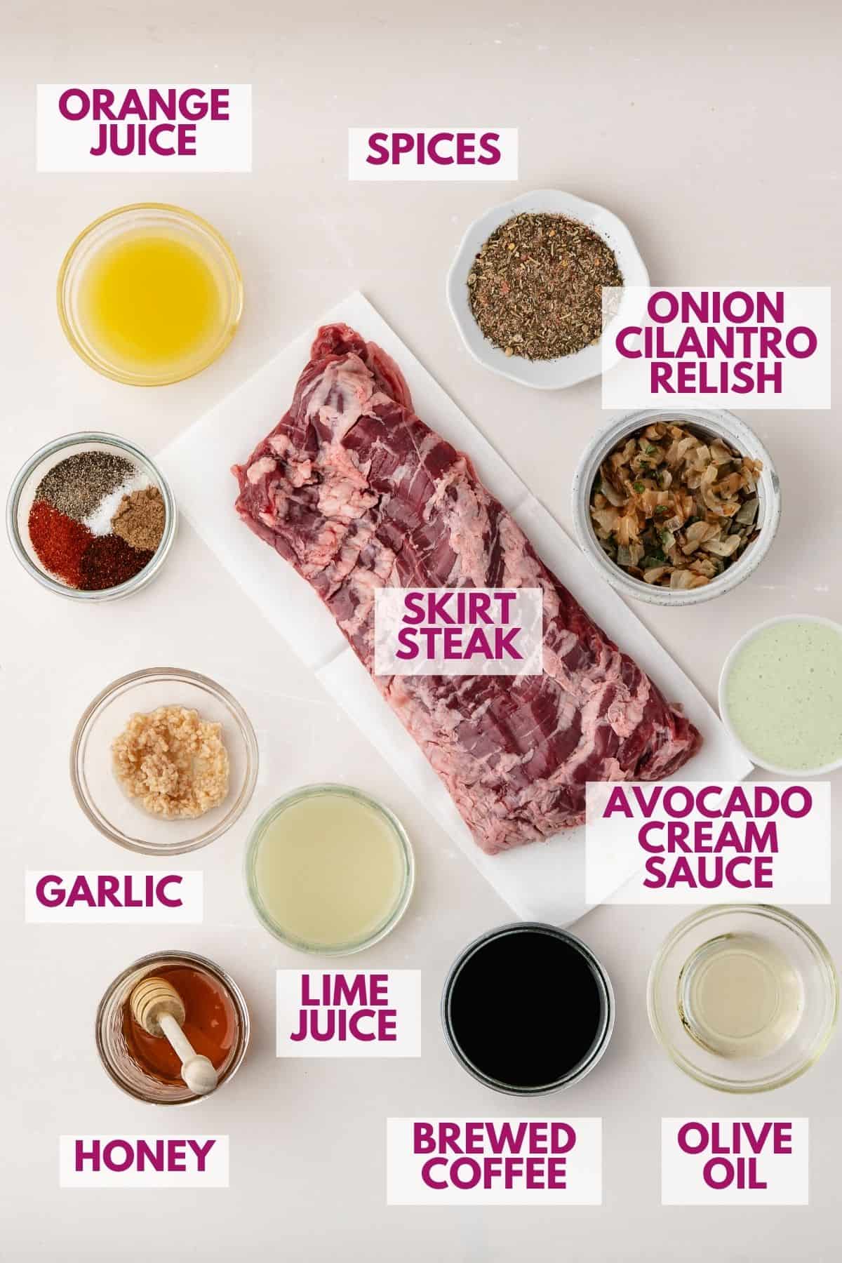 ingredients to make steak tacos