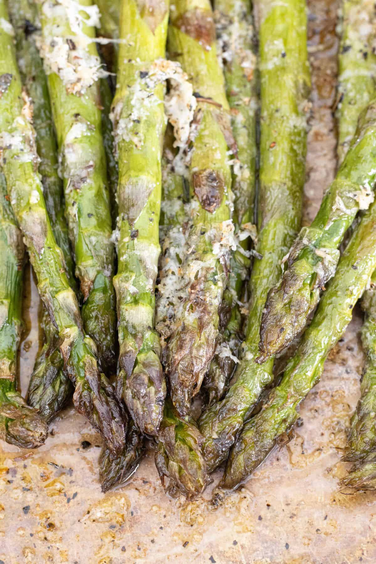 Garlic butter baked asparagus with parmesan cheese