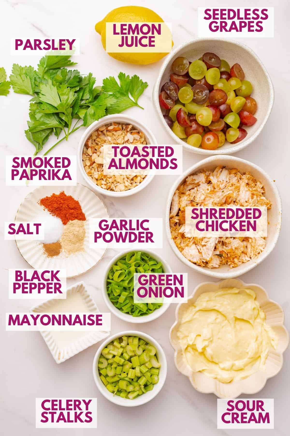 ingredients to make chicken salad with grapes