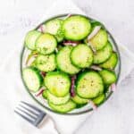 Fresh cucumber and onion salad ready to serve with grilled meats