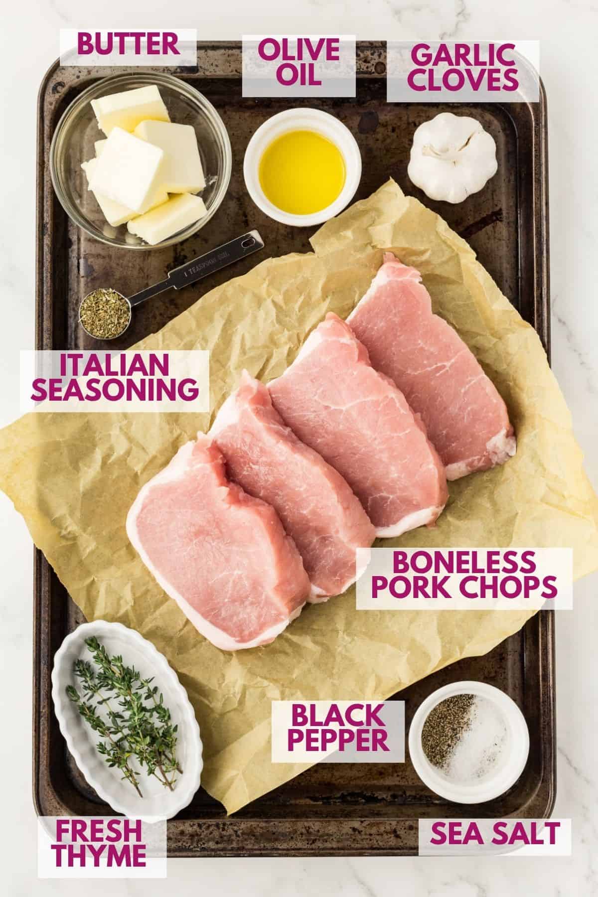 ingredients to make garlic butter pork chops