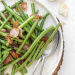 Simple green beans with bacon and seasonings for holiday meals