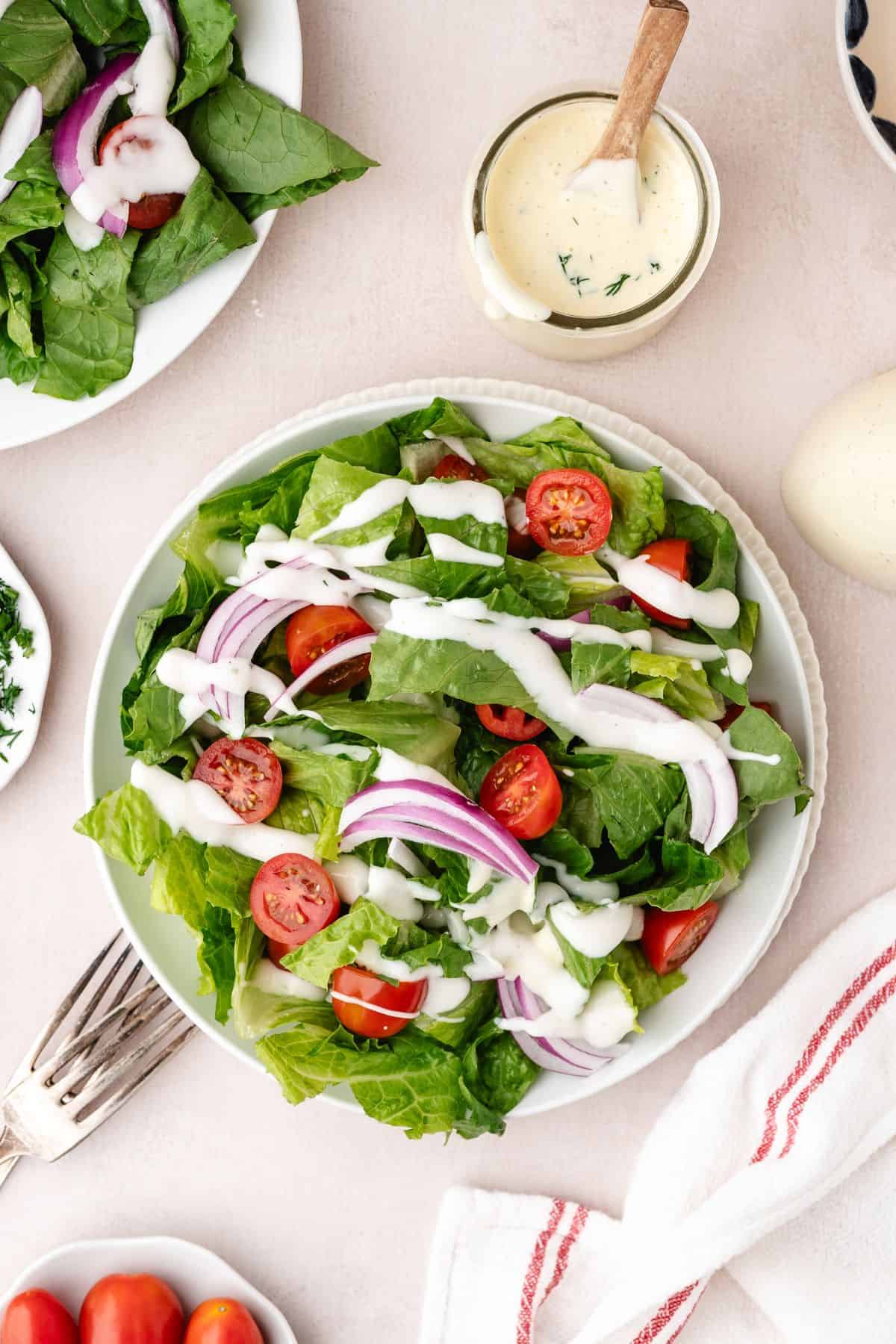 salad with creamy ranch dressing
