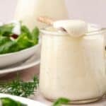 Creamy homemade ranch dressing in a container