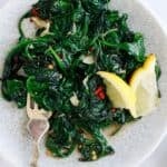 Sautéed spinach served as a quick side for dinner