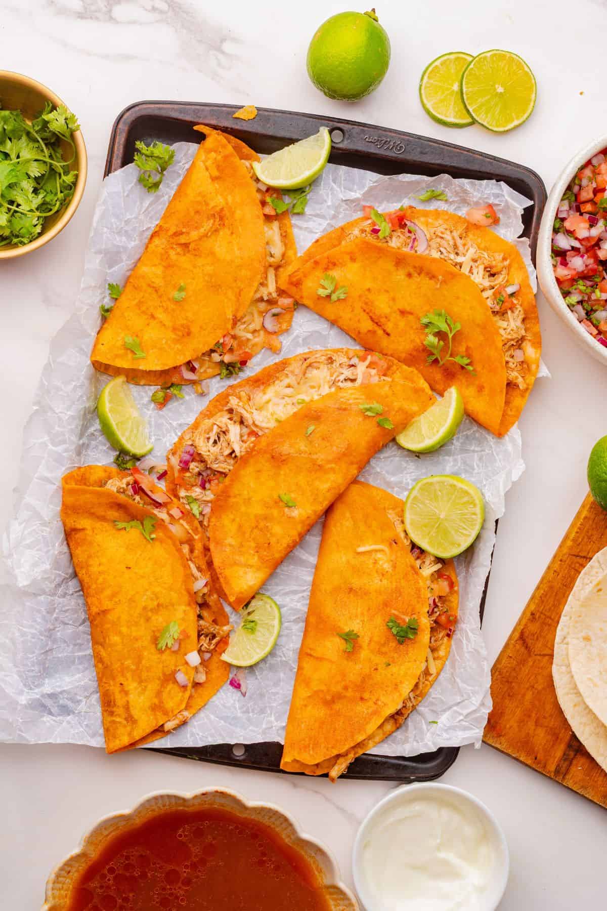 Skillet-fried chicken tacos with crispy edges and rich flavor